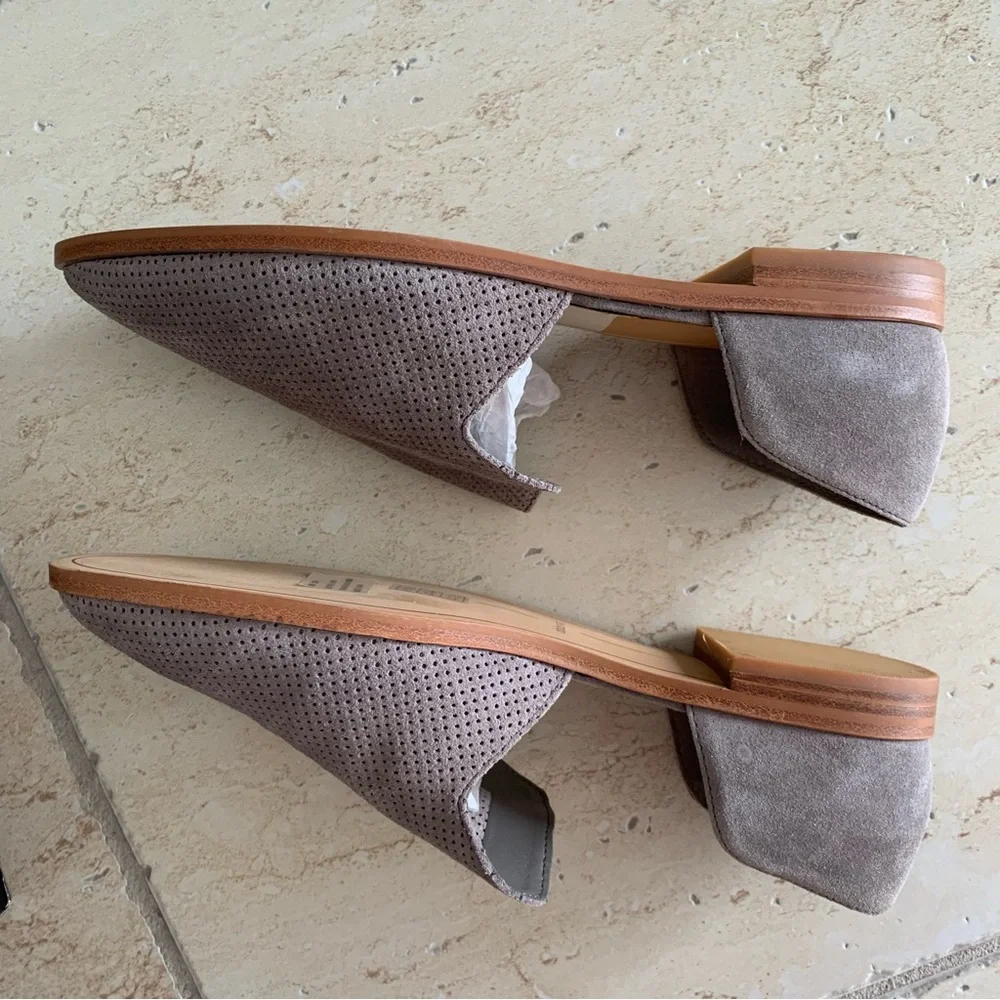 Dolce Vita Cody Grey Perforated Suede Flats Loafers Slip-on Shoes